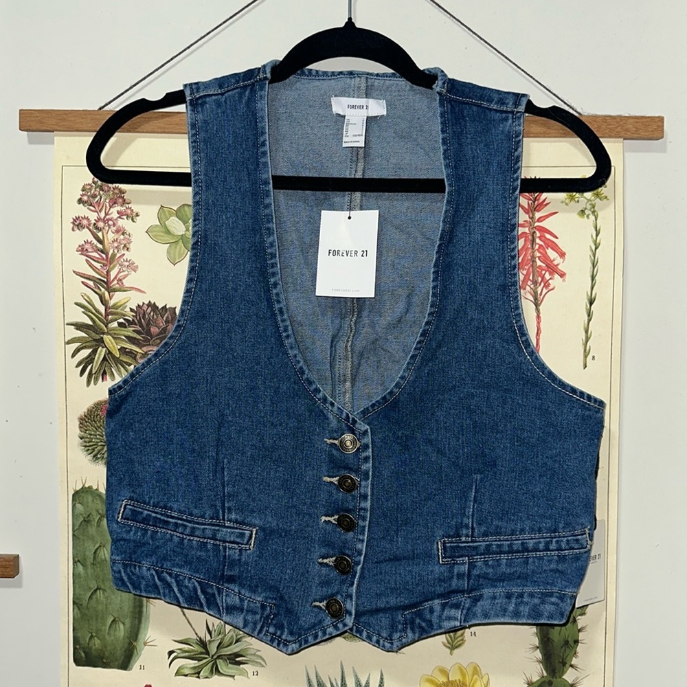 Forever 21 cropped denim vest